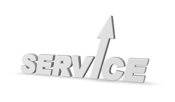 the word service with arrow - 3d illustration