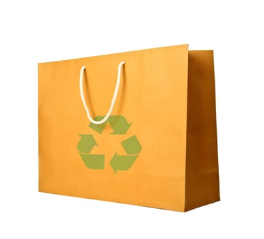 A recycle shopping paper bag  isolated on white