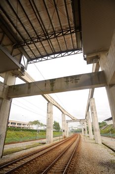 Architecture of rail station and outdoor scenery in day.