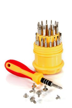 Set of screw-drivers on a white background