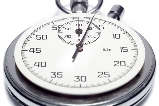 The image of a stop watch counting the seconds, isolated, on a white background