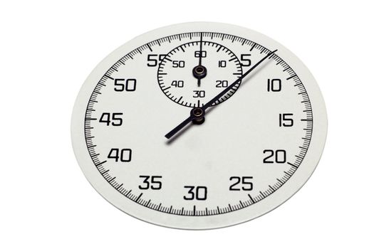 The image of a dial of a stop watch counting the seconds, isolated, on a white background