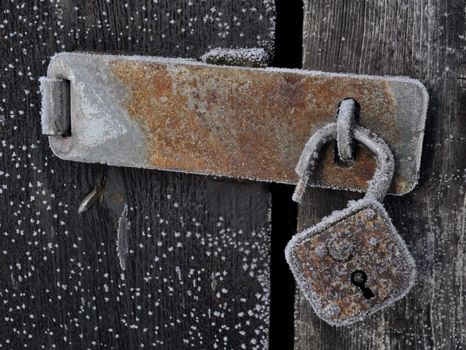 a old lock in frost