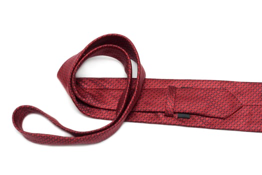 Crimson tie convolute insulated on white background
