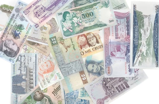 Money signs of the different countries by background