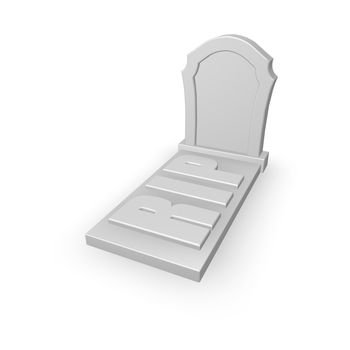 gravestone with the letters rip on white background - 3d illustration