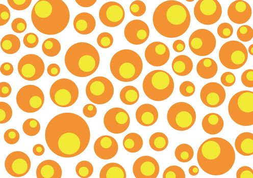 Orange yellow retro dots on white background