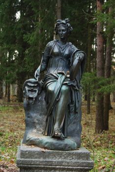 Statue of the muse of poetry in park of Pavlovsk, Saint-Petersburg, Russia