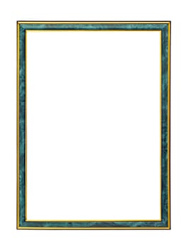 Malachite frame with gold trim for painting isolated on a white background