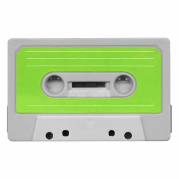 Magnetic tape cassette for audio music recording - isolated over white background