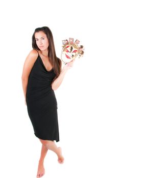 Shot of brunette woman in carnival mask