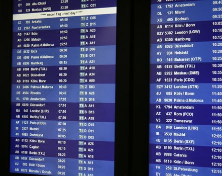 Scoreboard departures from the airport