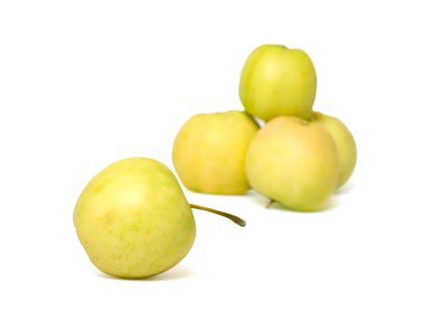 Ripe green apples it is isolated on a white background.