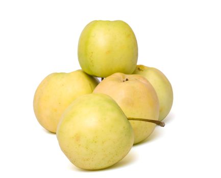 Ripe green apples it is isolated on a white background.