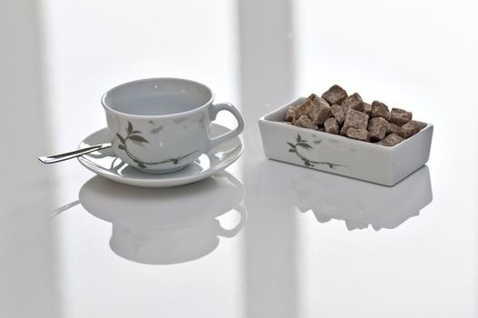 tea cup with brown sugar for relax time