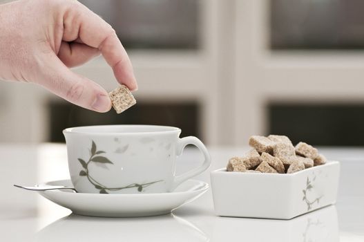 tea cup with brown sugar for relax time