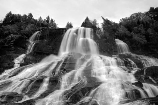 Furubergfossen in Odda, running right next to the road