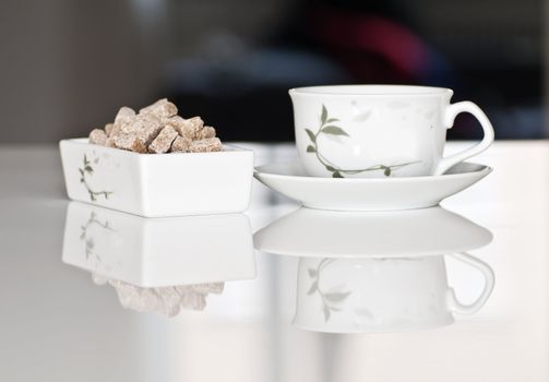 tea cup with brown sugar for relax time