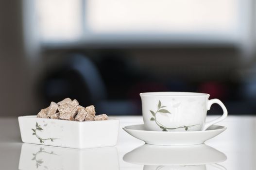 tea cup with brown sugar for relax time