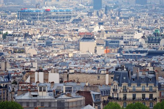 Aerial panorama of centre in Paris. Top view