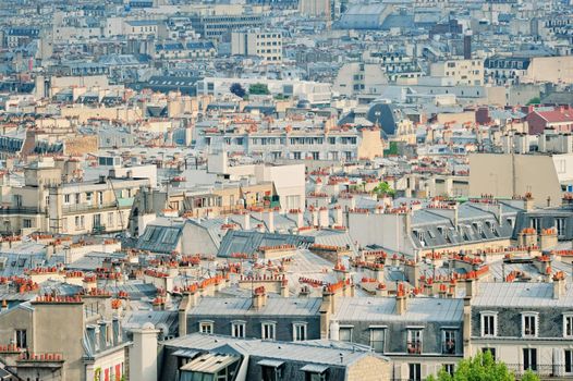 Panoramic view residential quarter of Montmartre at summer day