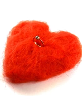 Red heart with gold ring