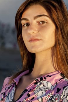 Close up view of a beautiful face of a young girl.