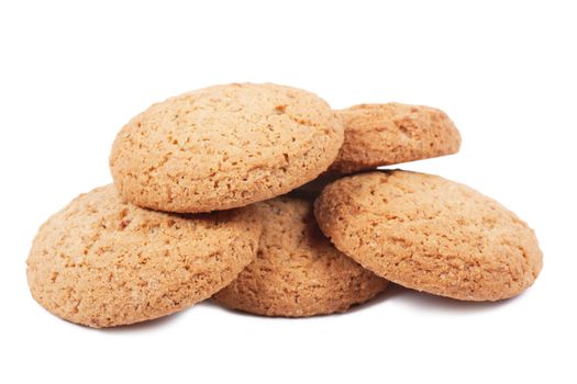A heap of oat cookies isolated on the white