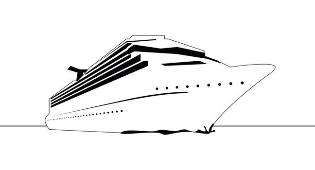 a black and white graphic cruise ship