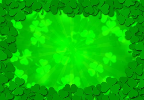 Happy St Patricks Day Shamrock Leaves Border Background Illustration