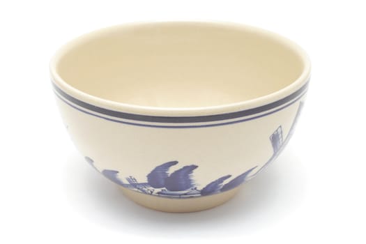 Ceramic painted bowl isolated on white background