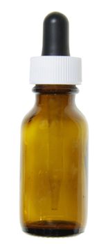 A dropper bottle containing naturopathic medicine, isolated on a white background.
