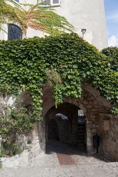 Old house and walls in the village of Eze, France