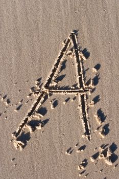Letter A Drawn in the Sand