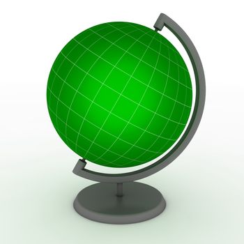 green school globe with fine hite lines for meridian and latitude