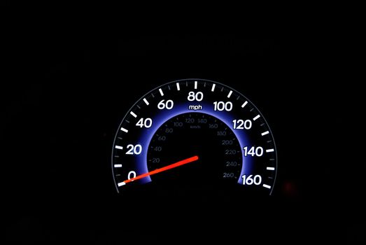 An odometer isolated against a dark background