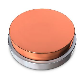 bronze round push button bordered by a metallic ring - design template