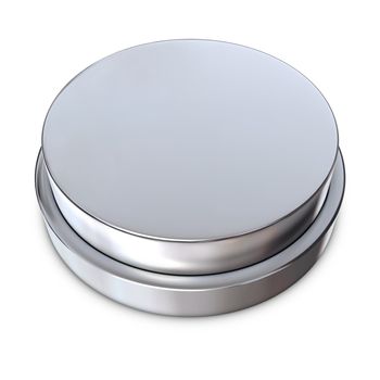 silver round push button bordered by a metallic ring - design template