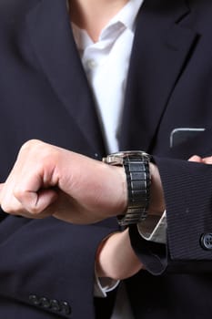 men's hand with a watch.