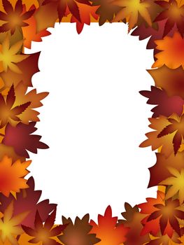 Colorful Fall Leaves Border over White Background Illustration