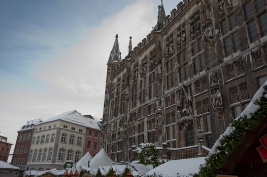Aachen Rathaus during winter