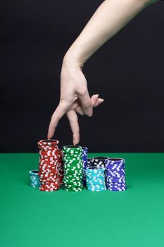 fingers marching up the stairs of the chips
