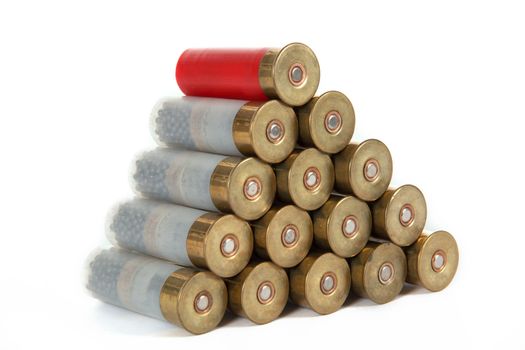 The image of the hunting cartridges, isolated, on a white background
