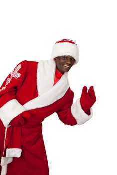 surprised black santa claus on a white background