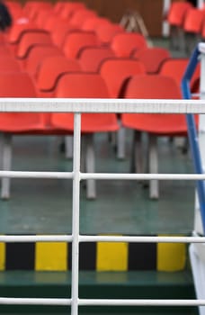 red seats on ferry deck