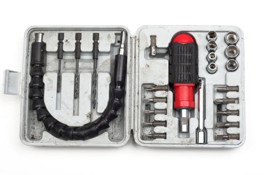 Socket spanner set over white