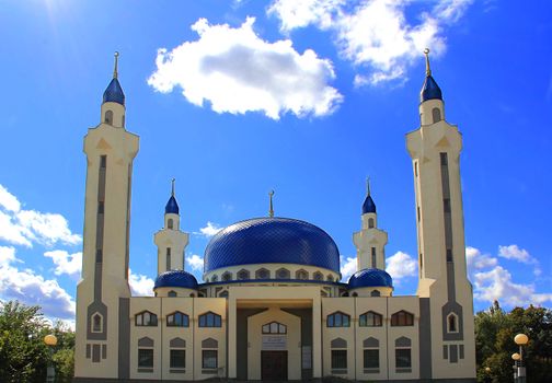 Summer landscape with Islam temple of the South Russia