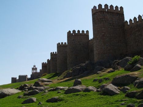 View on the wall of the city of Avila, Spain.
