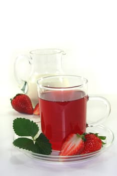 Strawberry cream tea with fresh strawberries and a pot of cream