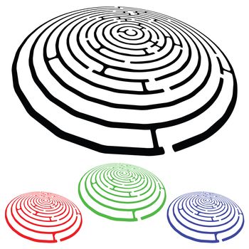 mazes design elements against white background, abstract vector art illustration